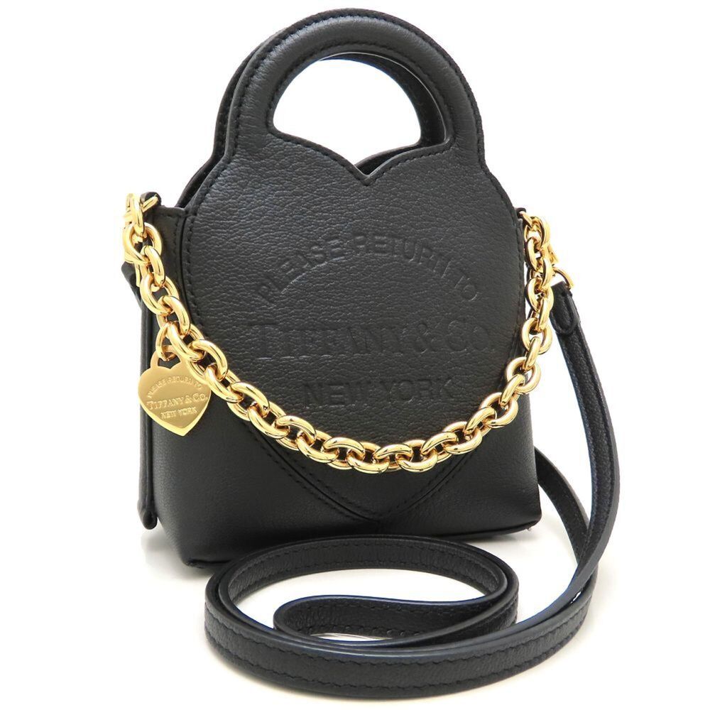 Tiffany&Co. Tiffany Return To Micro Tote Shoulder Bag, Leather, Black, Women'...